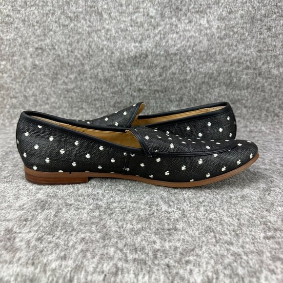✅Womens 10M Banana Republic Loafers Black W/White Embroidered Polka Dots Shoes - Picture 11 of 12